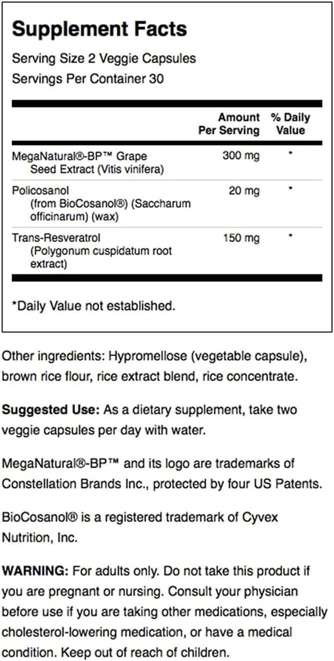 Antioxidant Resveratrol Herbal Supplement for Cardiovascular Health - 60 Vegan Capsules
