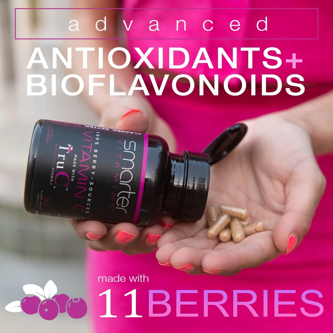 Antioxidant-Rich Raw Whole Food Vitamin C Capsules (5 Pack) with Premium Berries & Bioflavonoids - 300 Vegan Capsules