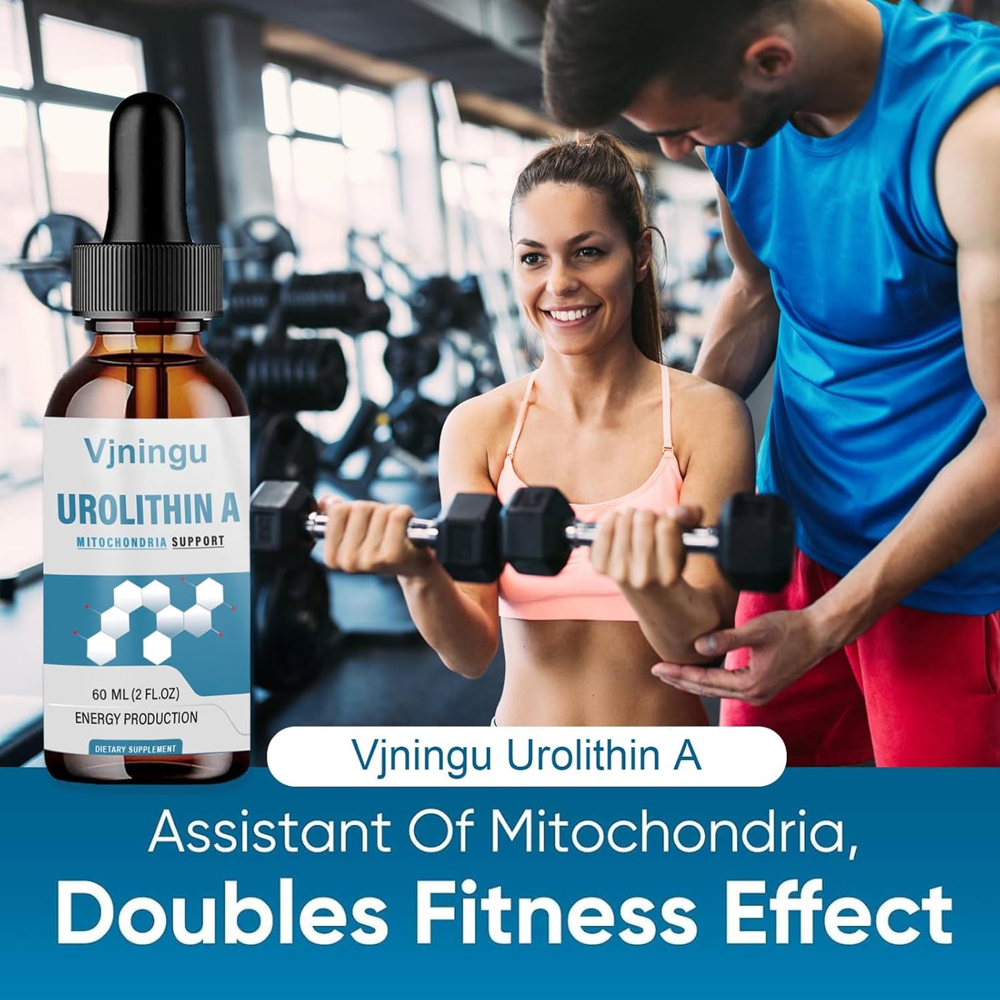 Antioxidant-Rich Vjningu Urolithin A GLP-1 Supplement Drops - 1000mg, Supports Healthy Aging, Mitochondrial Health, Colon Cleansing, Weight Management - 1pc