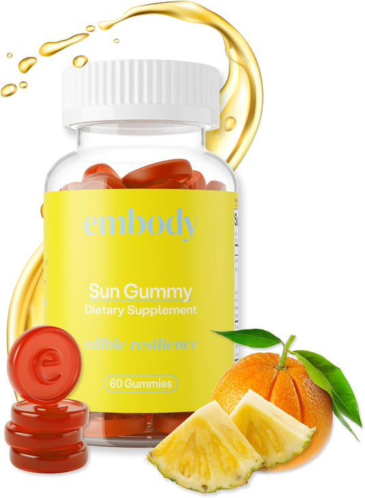 Antioxidant Sun Gummy with Fern Extract for Healthy Skin (60 Count, Orange Pineapple Flavor)