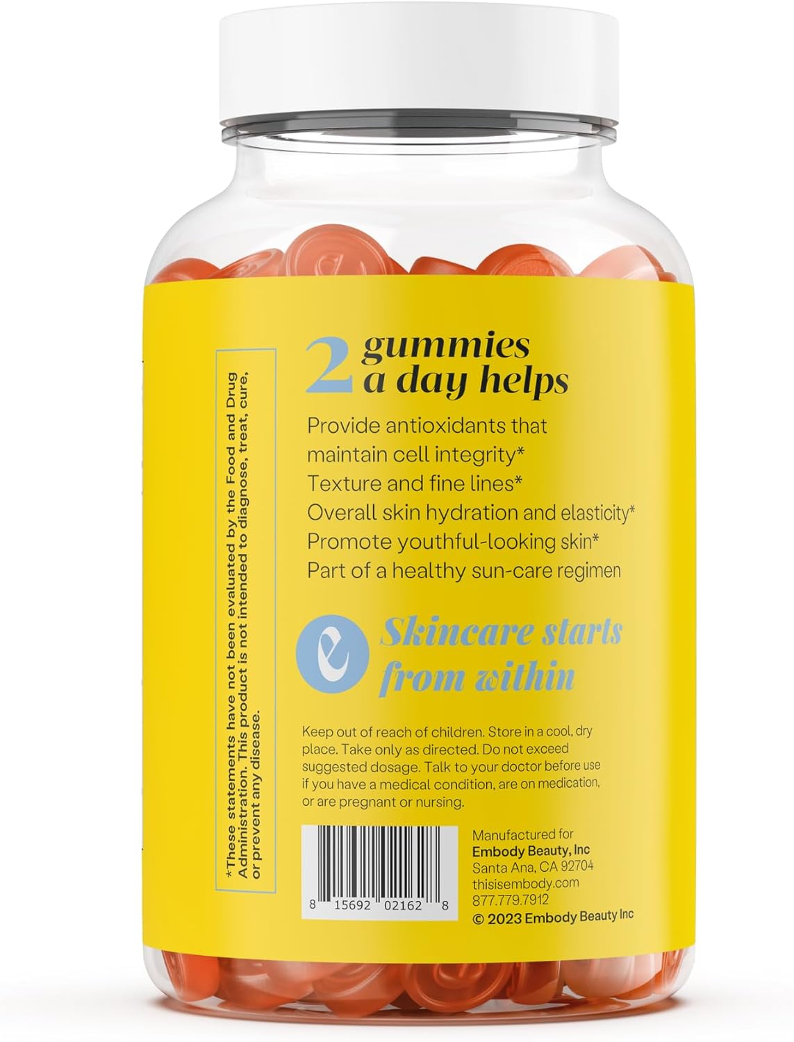 Antioxidant Sun Gummy with Fern Extract for Healthy Skin (60 Count, Orange Pineapple Flavor)