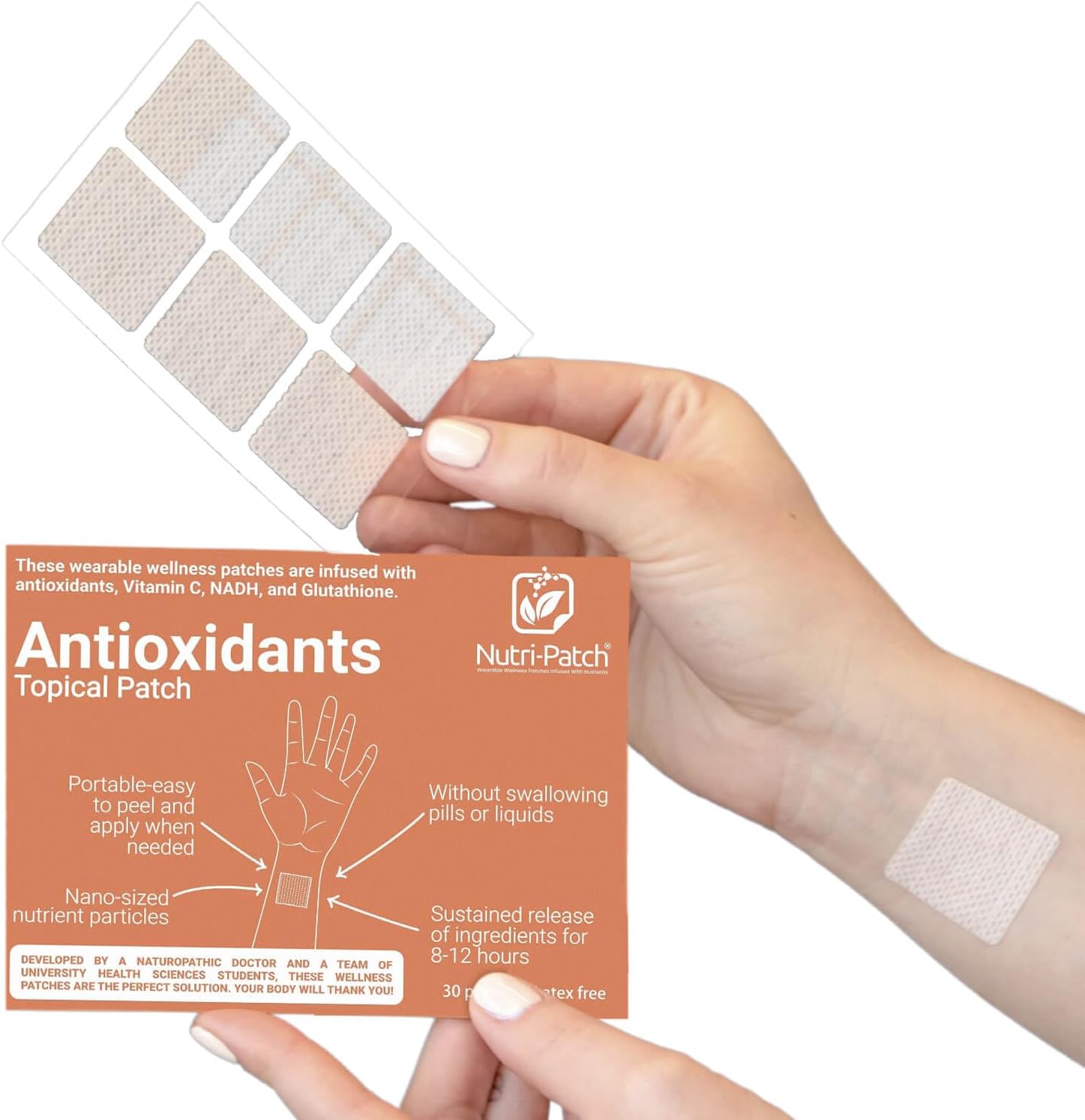 Antioxidants Patch with VIT.C, CoEnzymeQ10, NADH, NAC, Quercetin - 30 Pack for Boosted Wellness