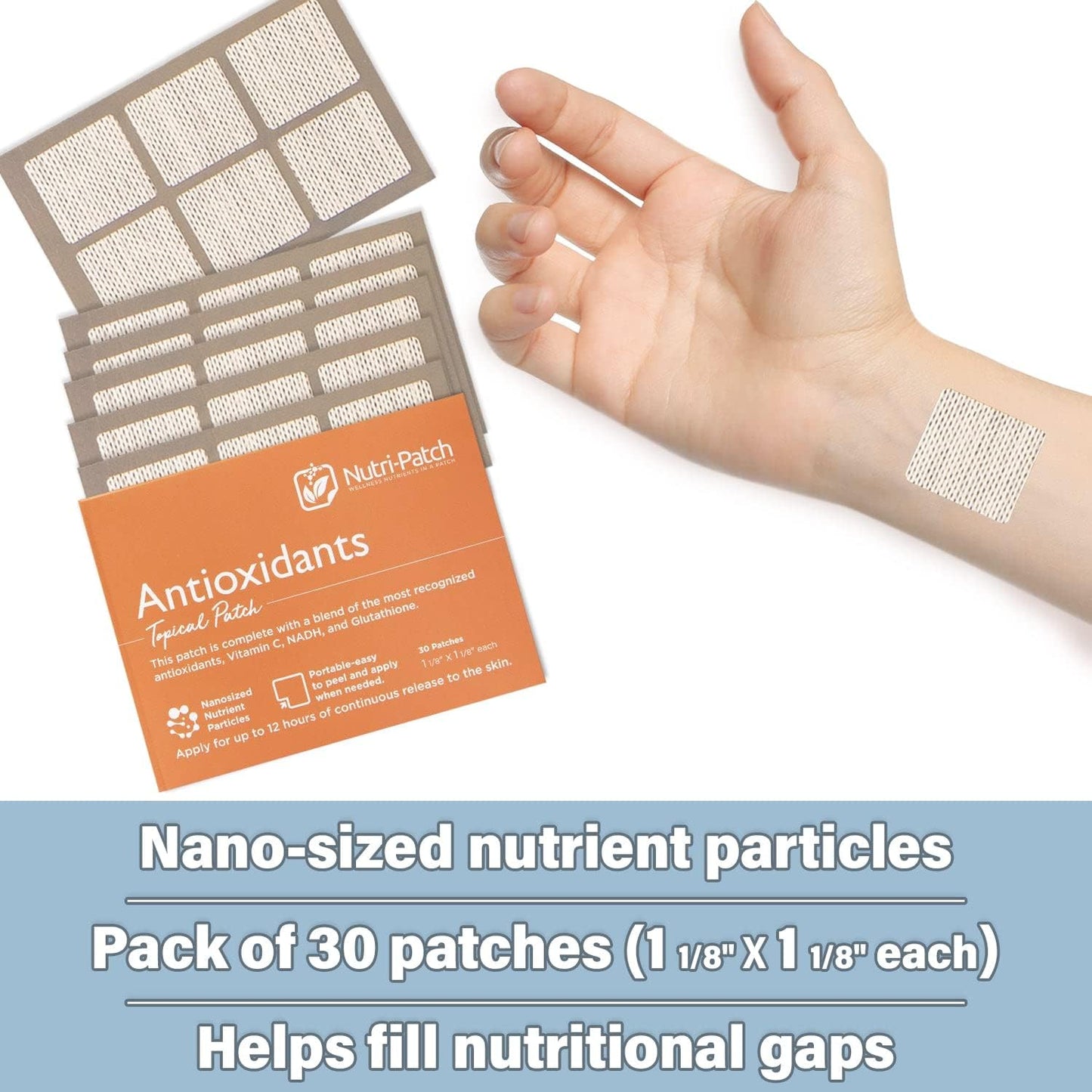 Antioxidants Patch with VIT.C, CoEnzymeQ10, NADH, NAC, Quercetin - 30 Pack for Boosted Wellness