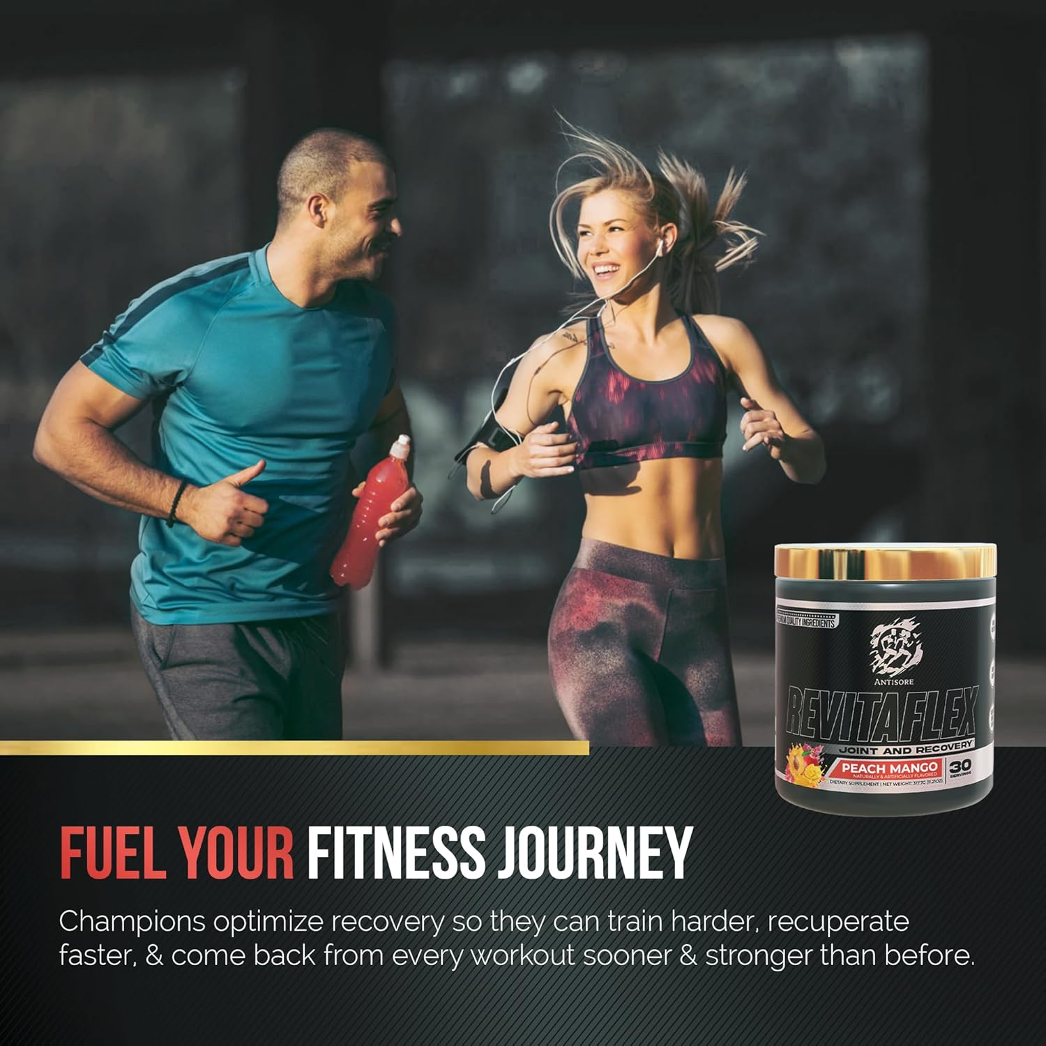 AntiSore Revitaflex: Premium Joint & Muscle Recovery Supplement - Peach Mango Flavor - Fast-Acting Formula - 30 Servings