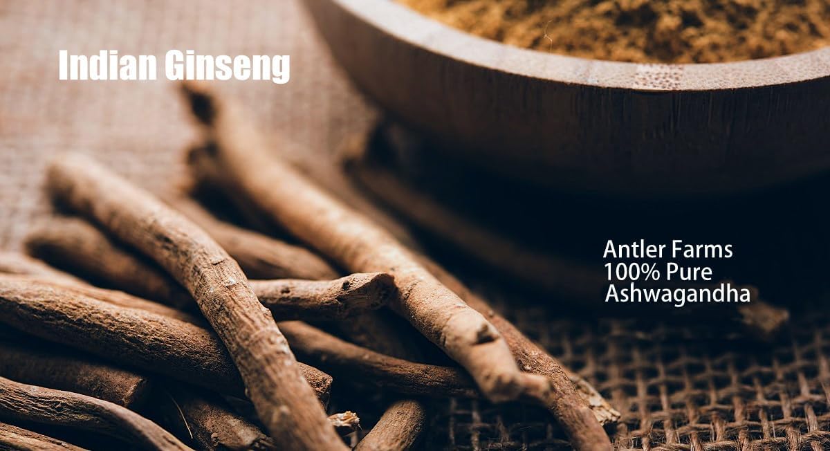 Antler Farms 100% Pure Ashwagandha Root Extract Capsules - 130 Capsules, 1200mg, Standardized to 5% Withanolides for Mental Performance, Energy, Immunity