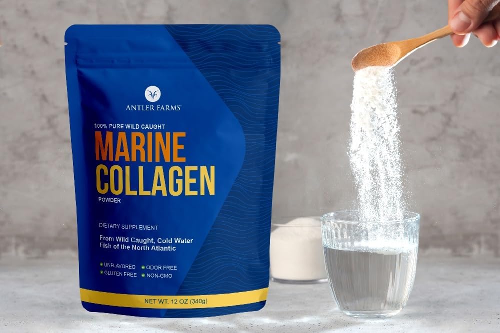 Antler Farms Marine Collagen Powder - 100% Pure, Wild Caught Pacific Snapper, 12 oz - Soluble in Hot or Cold Liquids, Highly Bioavailable, Rapid Absorption - Tasteless & Odorless