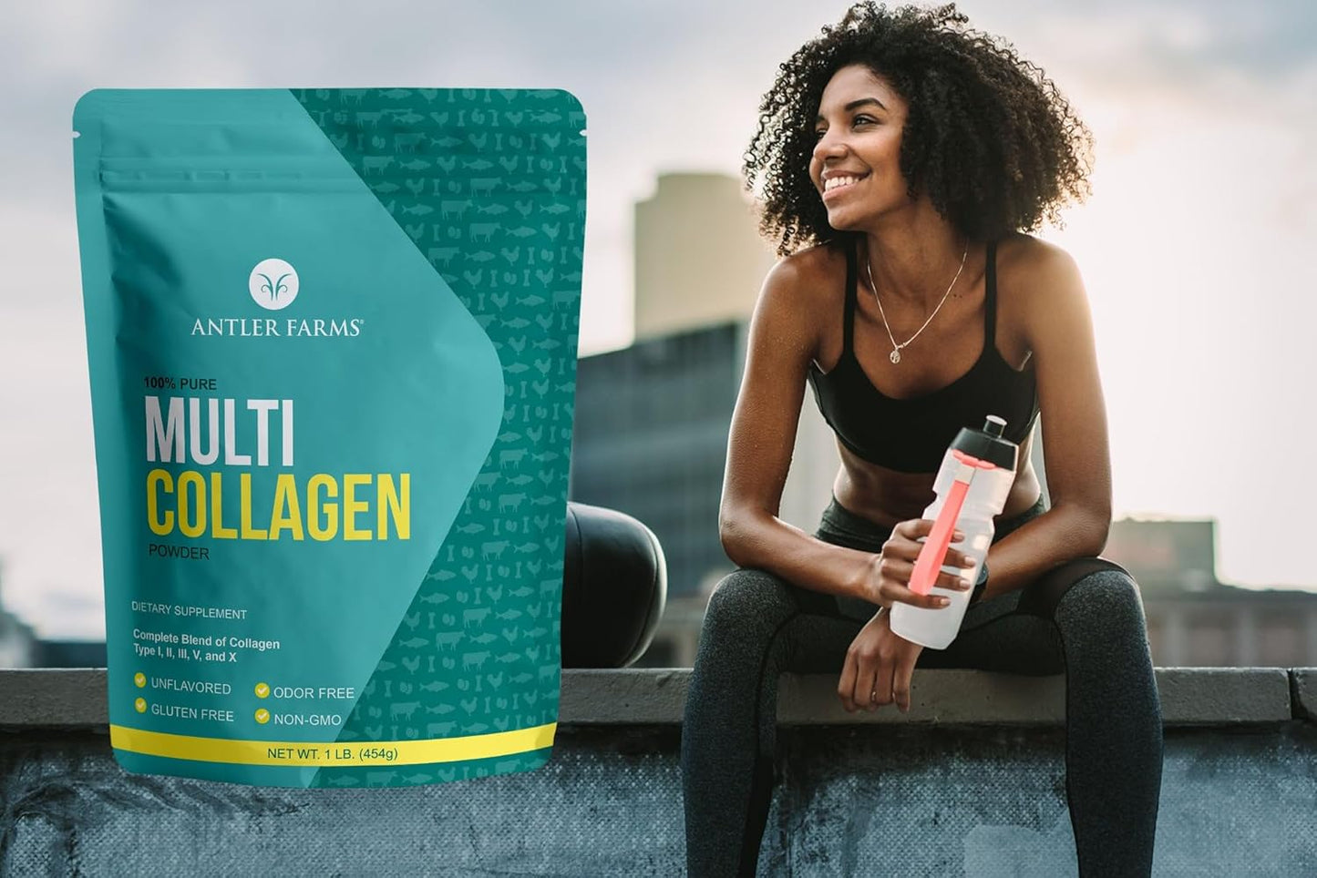 Antler Farms Multi Collagen Protein Powder - 5 Types (I, II, III, V, and X) - Pure Hydrolyzed Peptides - Bioavailable - Rapid Absorption - Unflavored - 1 lb - Men and Women