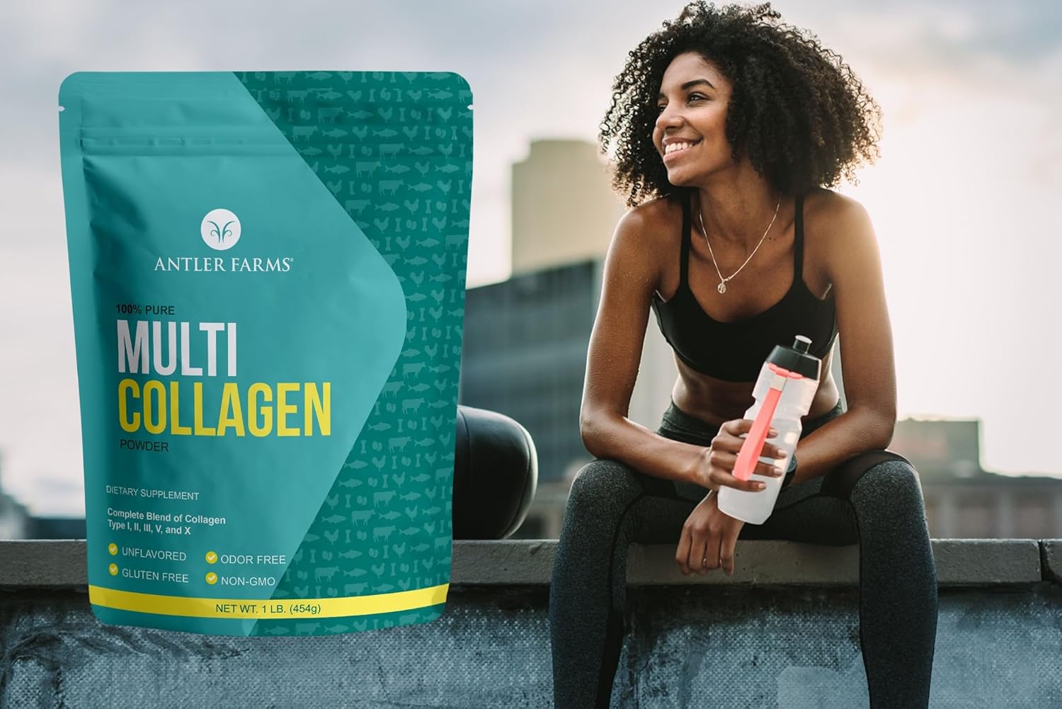 Antler Farms Multi Collagen Protein Powder - 5 Types (I, II, III, V, and X) - Pure Hydrolyzed Peptides - Bioavailable - Rapid Absorption - Unflavored - 1 lb - Men and Women