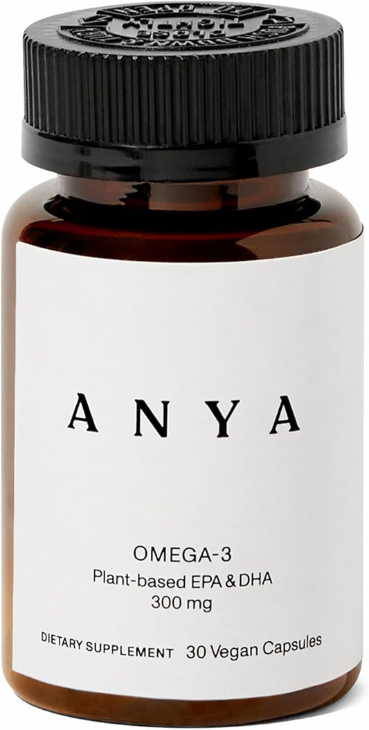 ANYA Omega-3 Postnatal Supplement for New Moms, 300mg DHA and EPA, Vegan, Non-GMO, Gluten-Free, Lactation Support