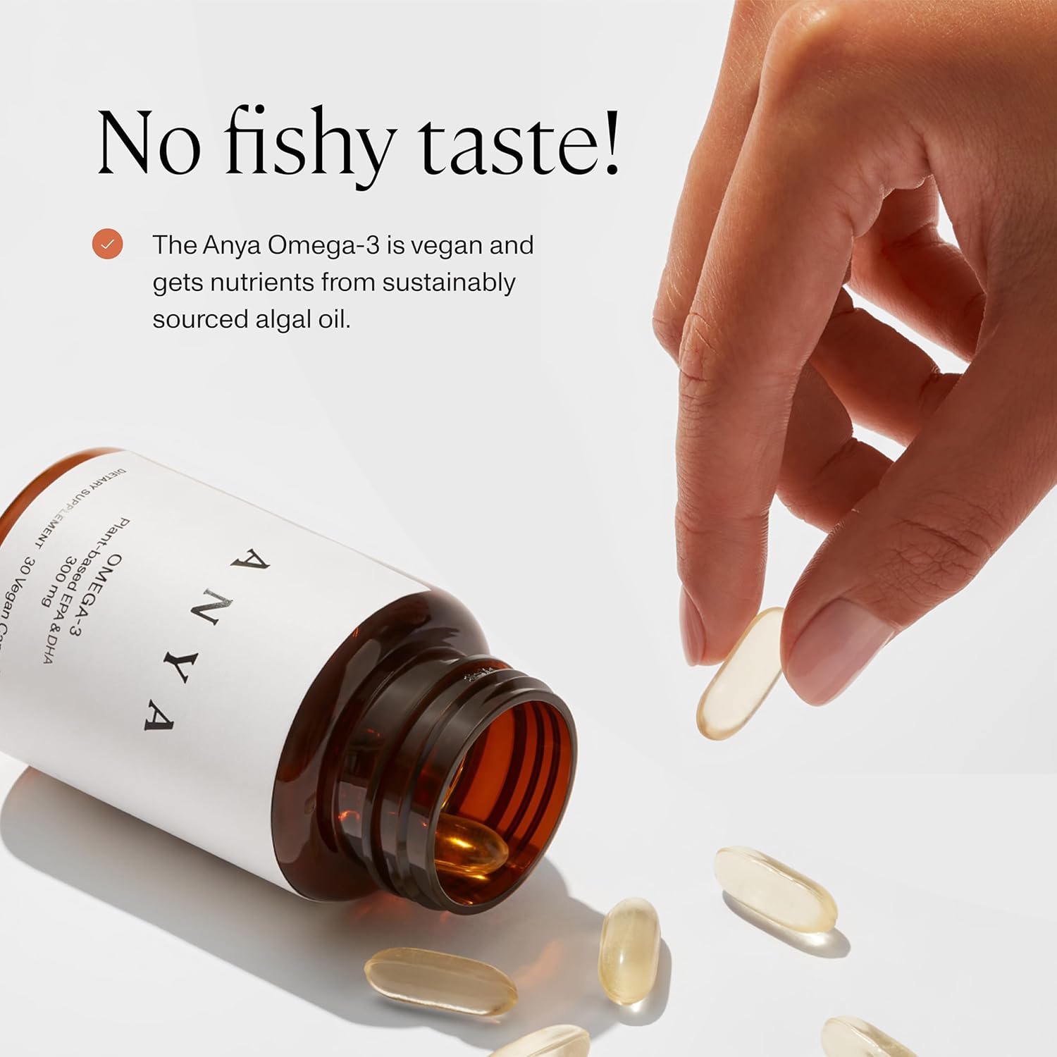 ANYA Omega-3 Postnatal Supplement for New Moms, 300mg DHA and EPA, Vegan, Non-GMO, Gluten-Free, Lactation Support