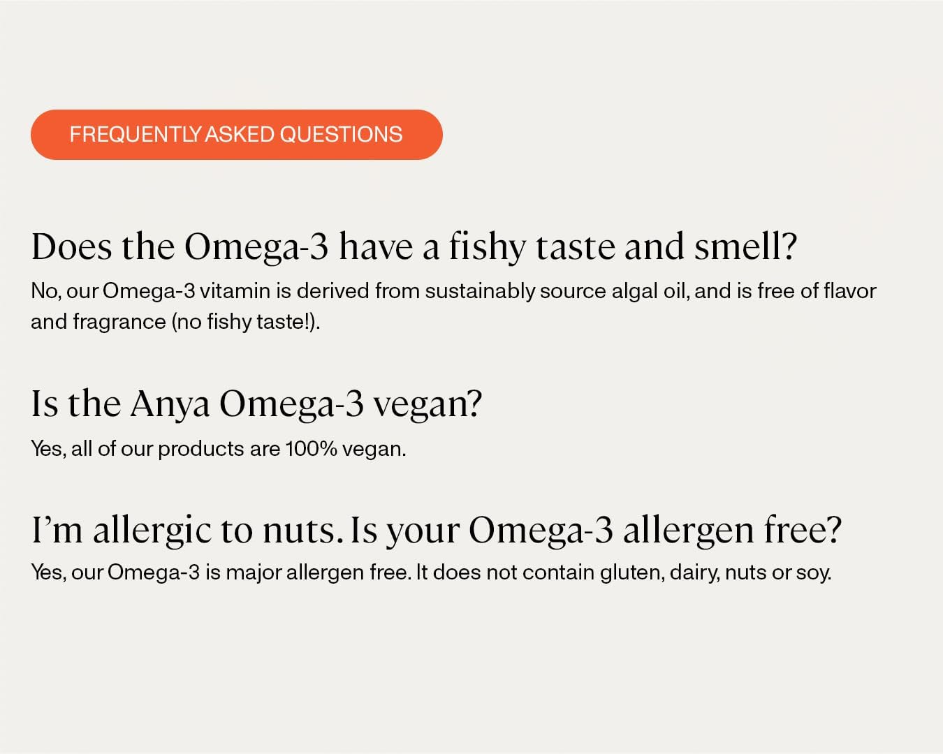 ANYA Omega-3 Postnatal Supplement for New Moms, 300mg DHA and EPA, Vegan, Non-GMO, Gluten-Free, Lactation Support
