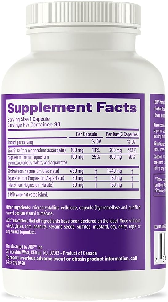 AOR Advanced Magnesium Complex - Promotes Bone & Cardiovascular Health - 90 Capsules