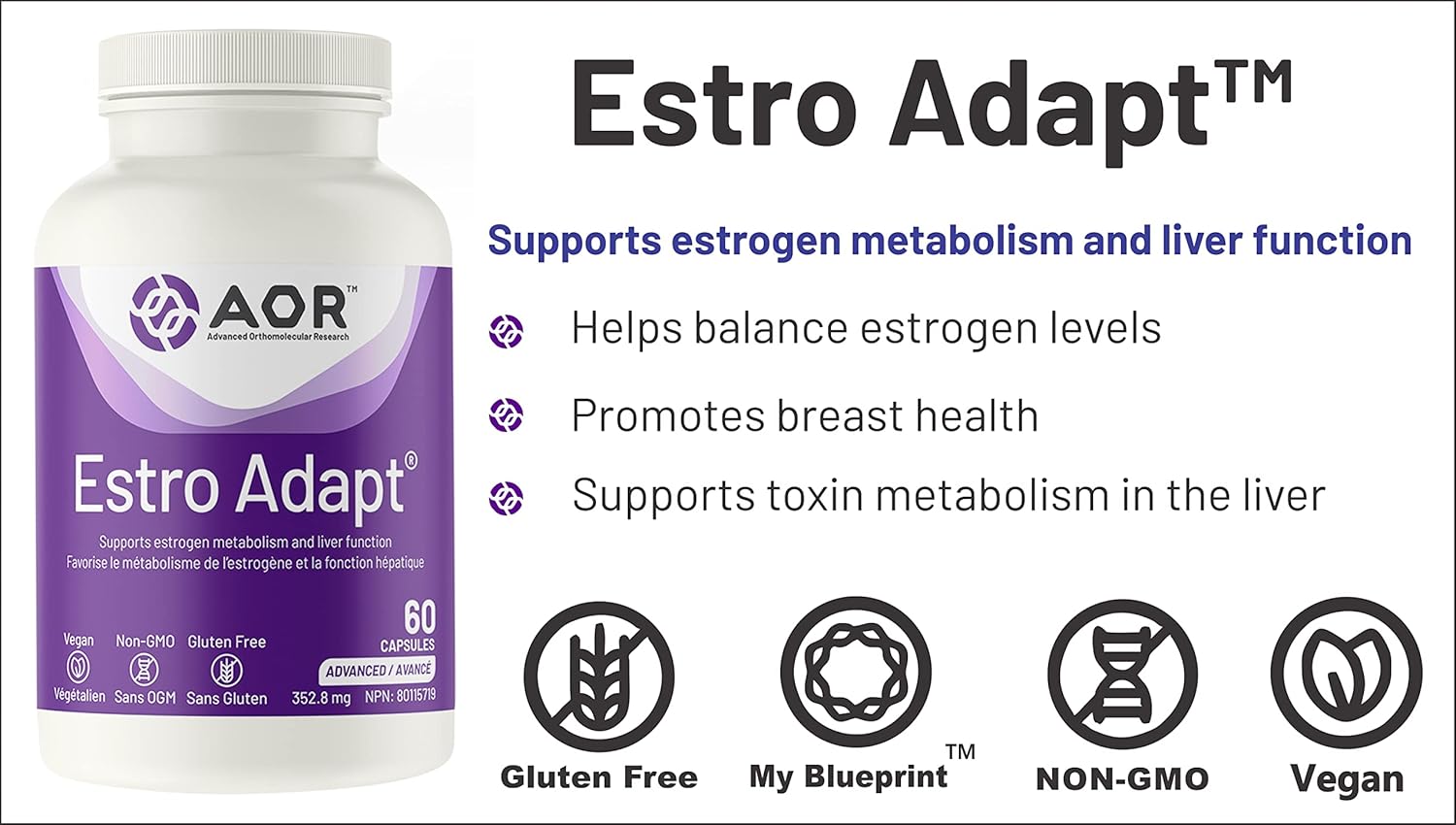 AOR Estrodetox Dietary Supplement - 60 Capsules for Detoxification and Hormone Balance