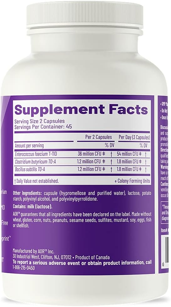AOR Probiotic 3 Dietary Supplement for Healthy Digestion, Gut Flora, and Immune Support - 90 Capsules