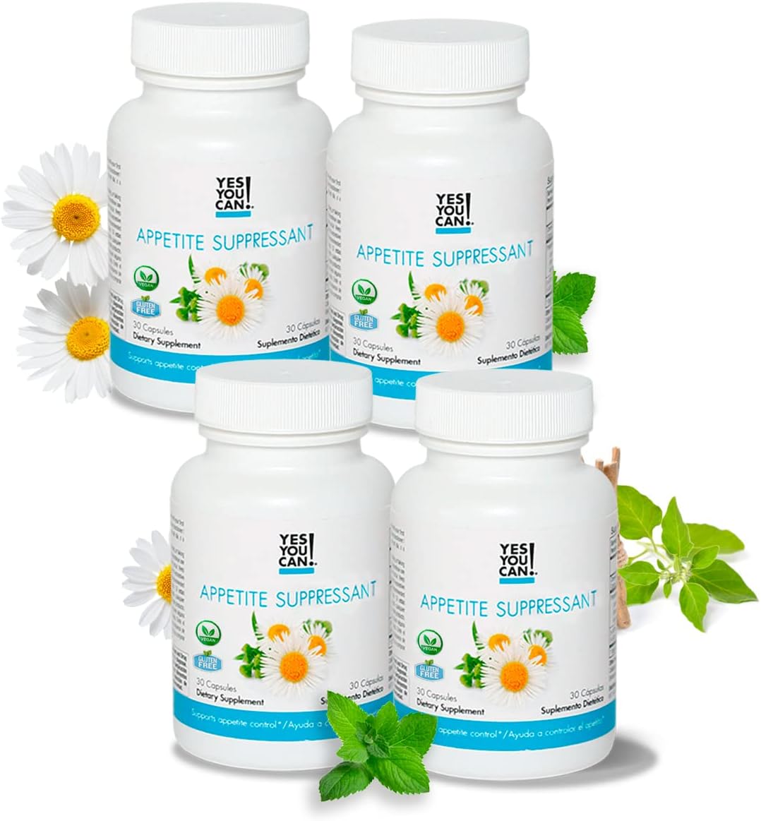 Appetite Support Capsules for Weight Management with Natural Ingredients - Promotes Healthy Relationship with Food - 30 Capsules x 4 Pack