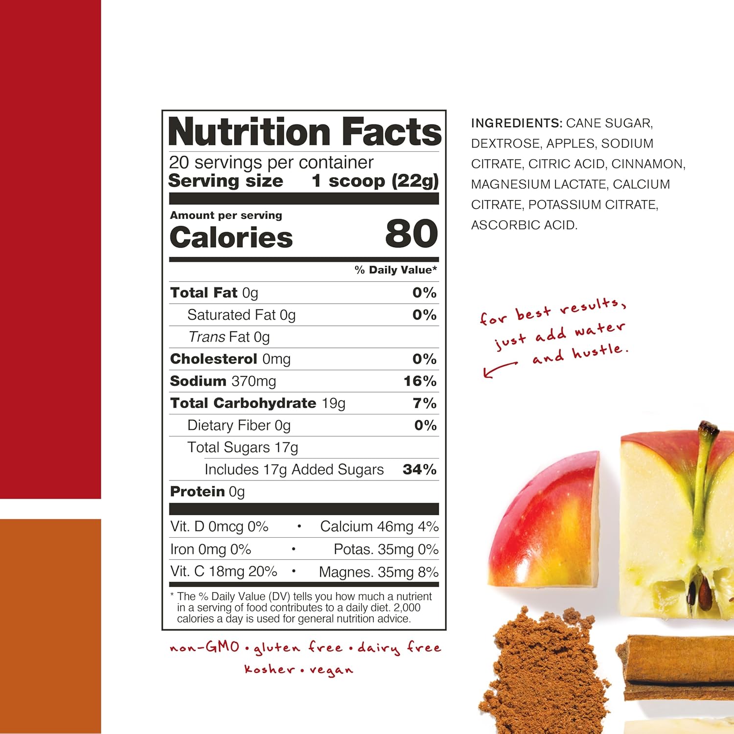 Apple Cider Sport Drink Mix with Electrolytes for Exercise and Endurance - Skratch Labs Hydration Powder - Non-GMO, Vegan, Kosher - 20 Servings