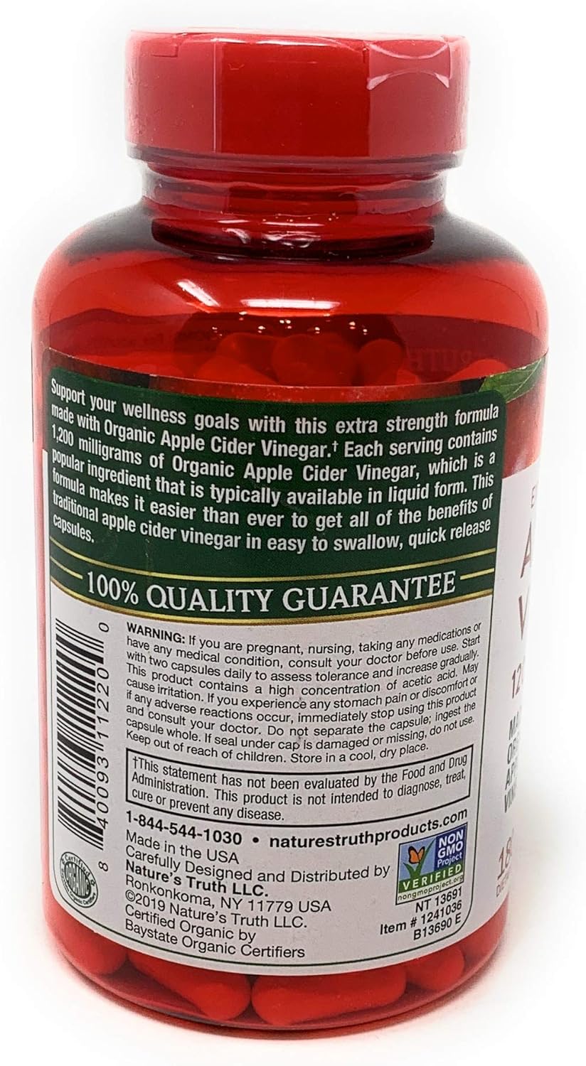 Apple Cider Vinegar Capsules - 1200 mg, 180 Count by Nature's Truth
