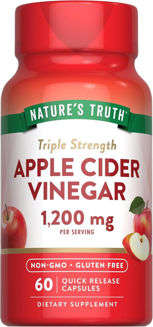 Apple Cider Vinegar Capsules 1200mg | Quick Release Pills | Non-GMO & Gluten Free Formula