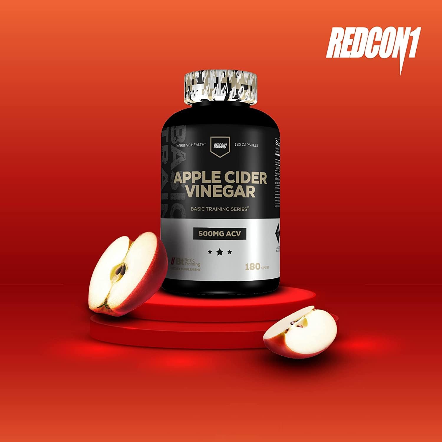 Apple Cider Vinegar Capsules for Gut Health & Metabolism - Daily Antioxidant Supplement - Promotes Healthy Gut - Men & Women, Basic Training Series (180 Caps)