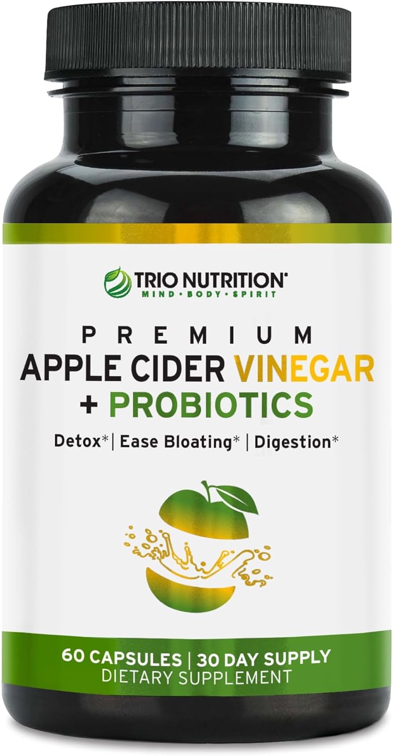 Apple Cider Vinegar Capsules with Probiotics for Gut Health, Immunity & Body Cleanse - Sugar Free ACV with The Mother for Healthy pH*