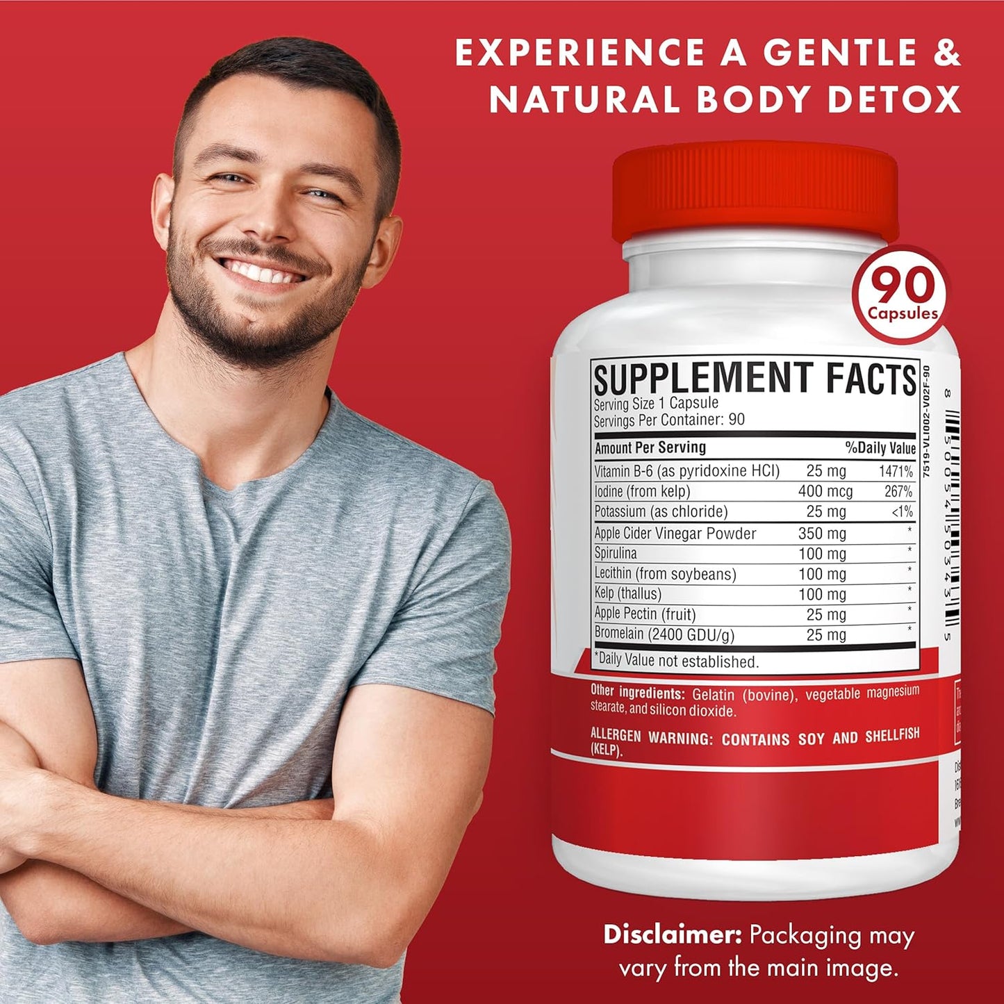 Apple Cider Vinegar Complex Capsules - 90-Day Supply for Gut Health, Weight Management & Detox - Natural B6, Kelp, Potassium, & Spirulina Supplement