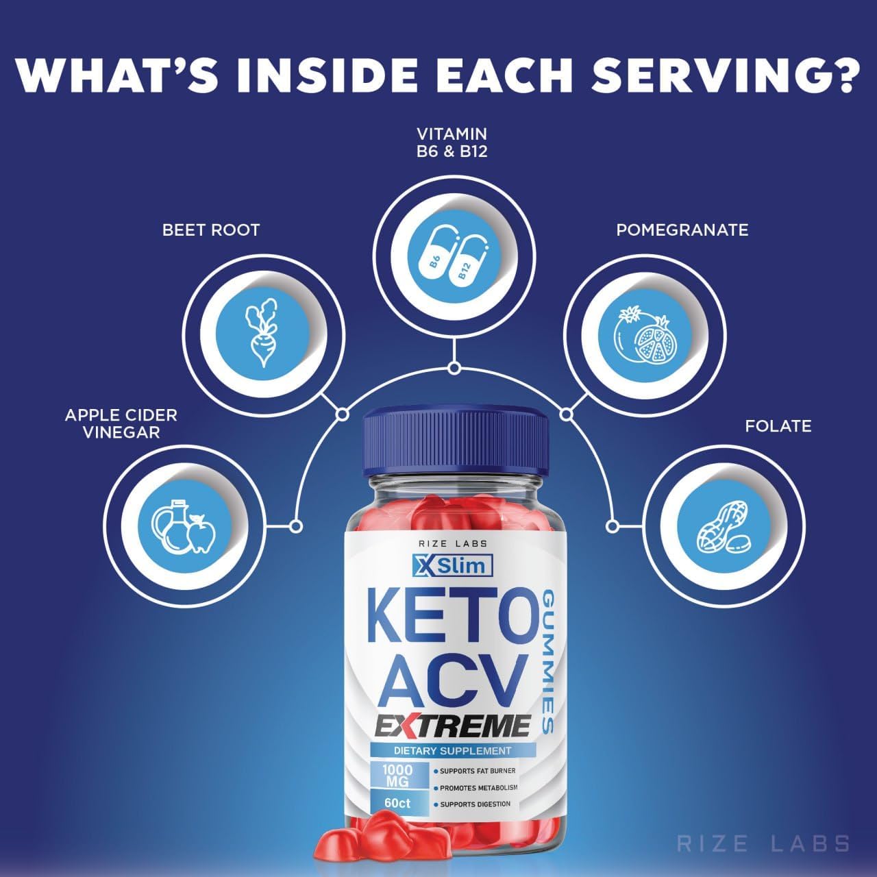 Apple Cider Vinegar Gummies for Advanced Weight Loss - Reduce Belly Fat, Extra Strength Formula (60 Gummies)