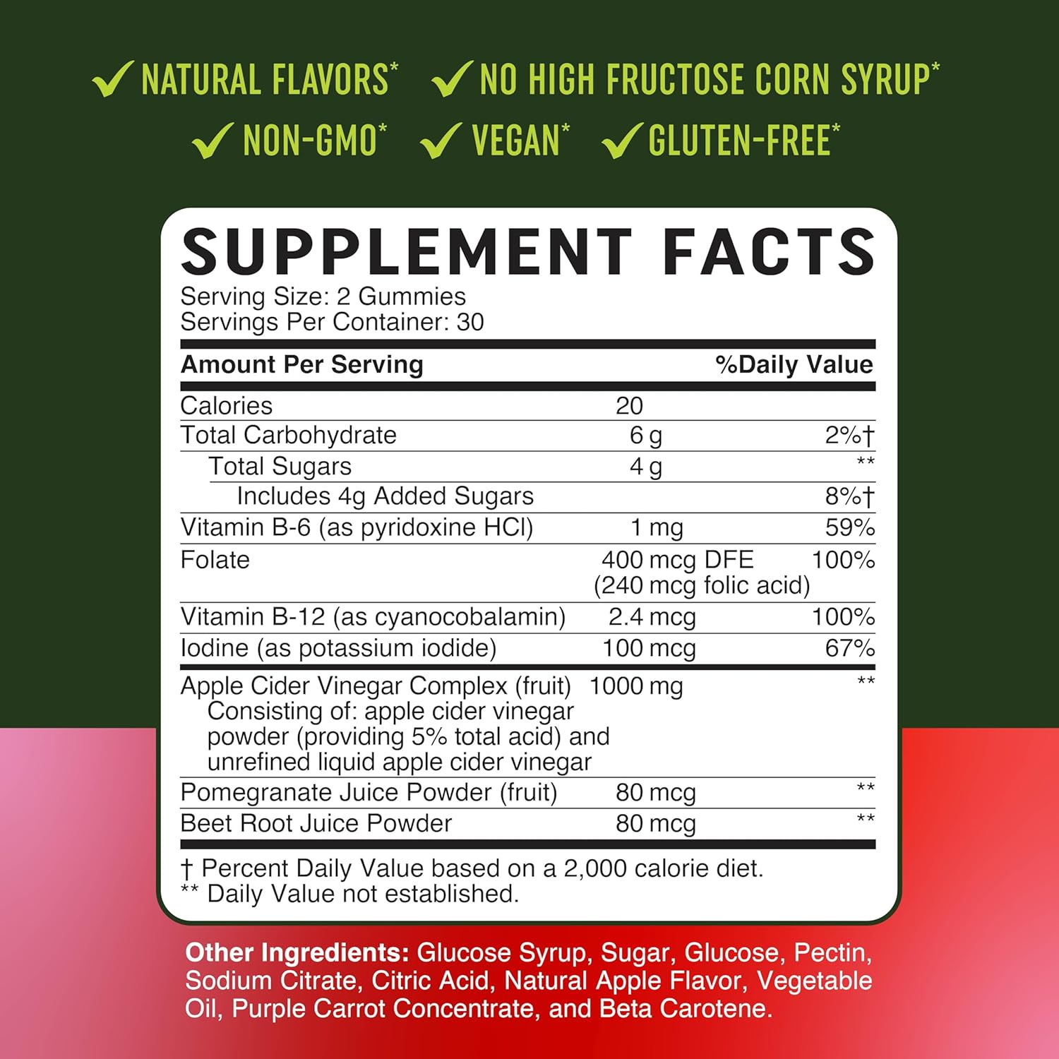 Apple Cider Vinegar Gummies for Metabolism, Energy, Digestion, and Lean Body Mass Support - 60 Ct. for Men & Women