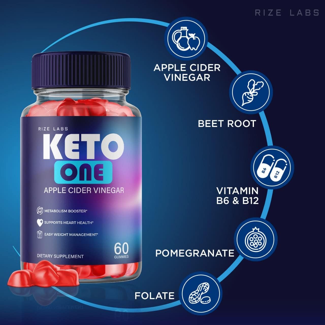 Apple Cider Vinegar Gummies for Weight Loss - Advanced Energy Supplement to Burn Belly Fat (180 Gummies) by rize labs