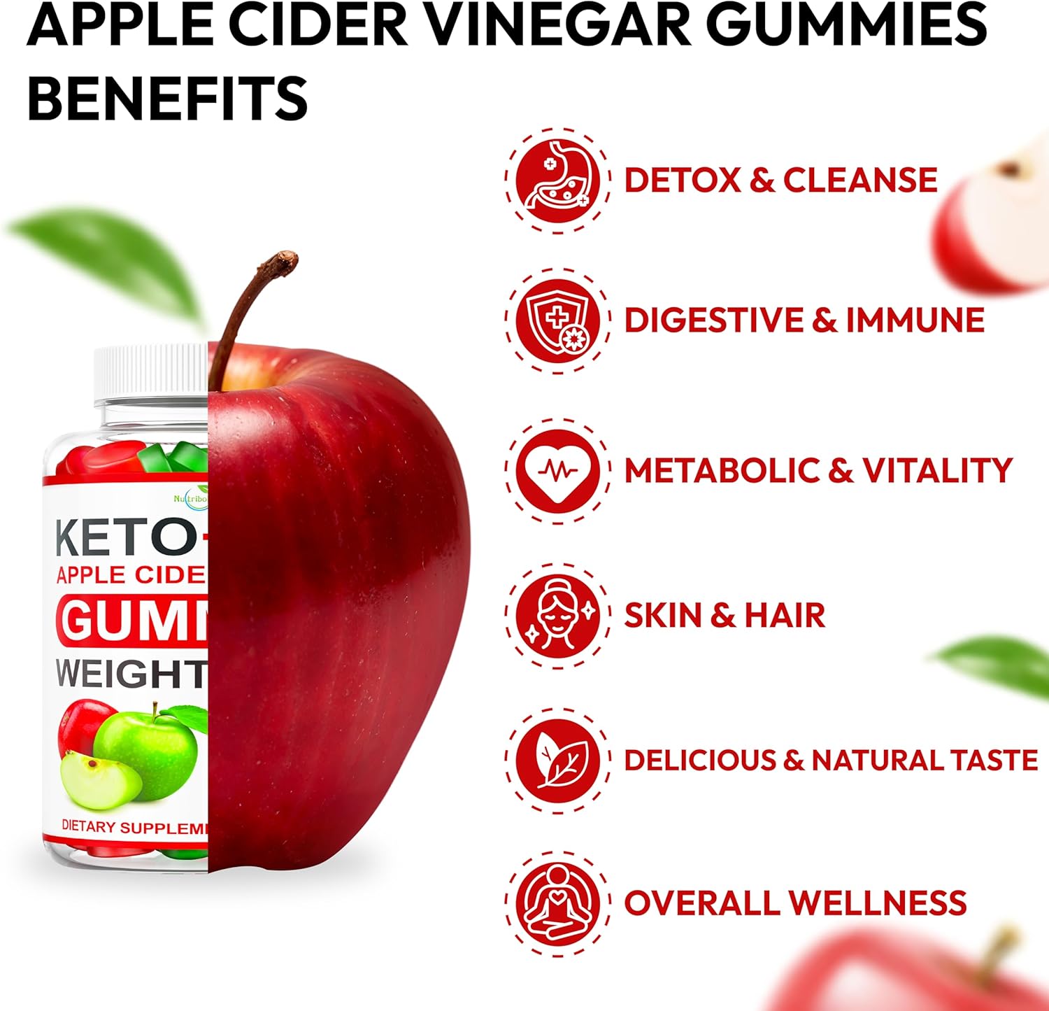 Apple Cider Vinegar Gummies for Weight Loss - Metabolism Boost, Detox Cleanse - ACV Keto Supplement for Men and Women - Kelly Clarkson Approved - Ginger Apple Flavor - 61 Count