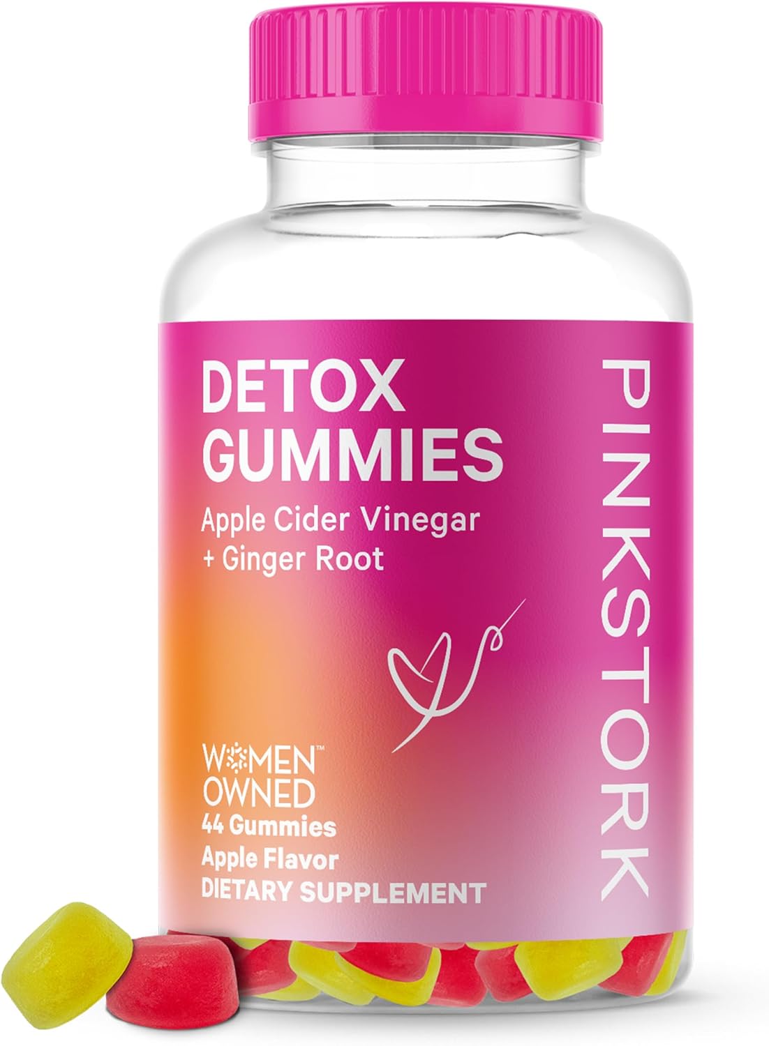 Apple Cider Vinegar Gummies with Ginger for Detox, Metabolism, Gut Health - 44 Count