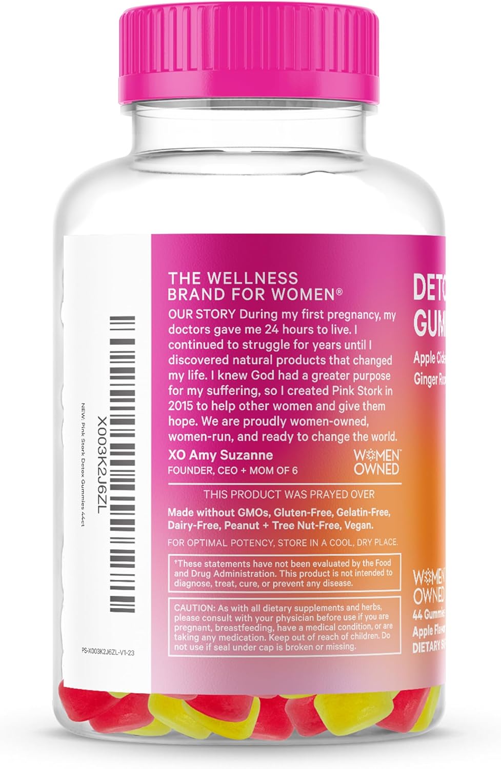 Apple Cider Vinegar Gummies with Ginger for Detox, Metabolism, Gut Health - 44 Count