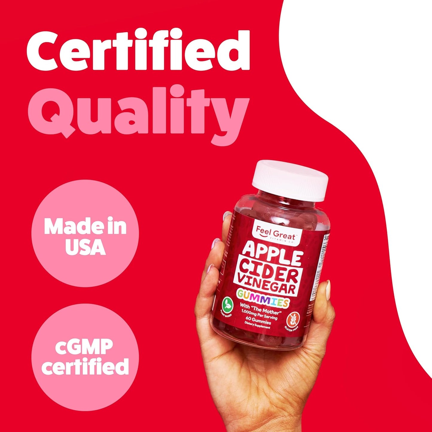 Apple Cider Vinegar Gummies with The Mother for Digestive Support and Nutrient Absorption | Natural Antioxidant by The Feel Great Vitamin Company