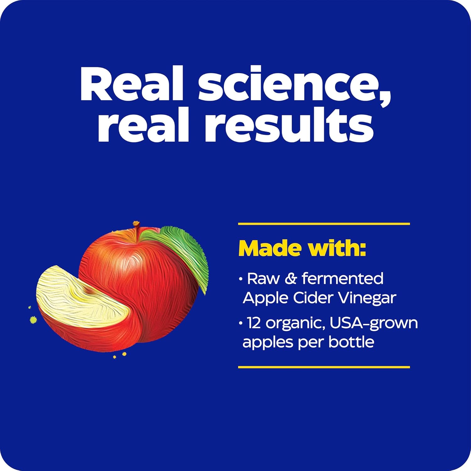 Apple Cider Vinegar Gummies with The Mother, Organic & USA-Grown Apples, High Vitamin B12, Natural Apple Flavor - 74 Count