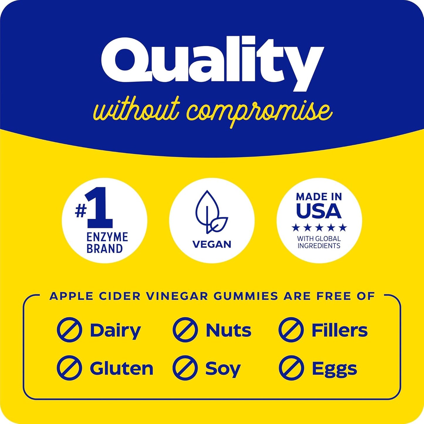 Apple Cider Vinegar Gummies with The Mother, Organic & USA-Grown Apples, High Vitamin B12, Natural Apple Flavor - 74 Count