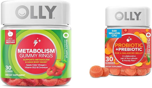 Apple Cider Vinegar Gummy Rings with Vitamin B12, Chromium, Probiotic + Prebiotic for Gut Health and Digestive Support - 500 Million CFUs