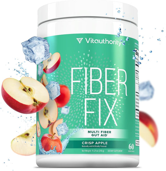 Apple Flavored Fiber Supplement Powder for Women | Colon Cleanse Detox, Prebiotic, Digestive Health, Regularity, Satiety & Bloating Relief | Gut Cleanser with 60 Servings