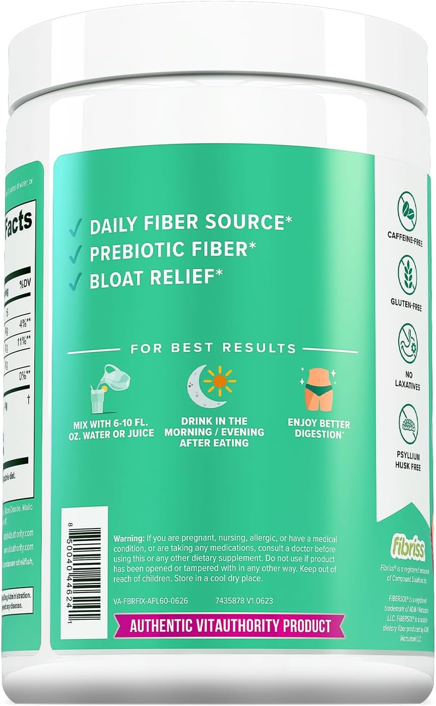 Apple Flavored Fiber Supplement Powder for Women | Colon Cleanse Detox, Prebiotic, Digestive Health, Regularity, Satiety & Bloating Relief | Gut Cleanser with 60 Servings