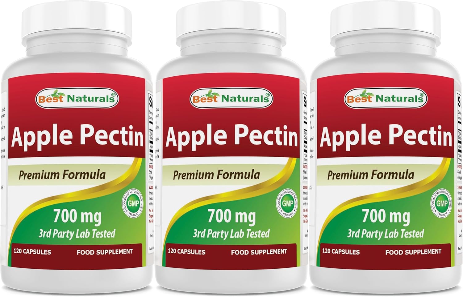 Apple Pectin 700mg Capsules - High Fiber Supplement for Intestinal Health - 360 Capsules Total