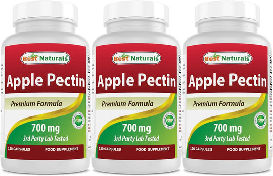 Apple Pectin 700mg Capsules - High Fiber Supplement for Intestinal Health - 360 Capsules Total
