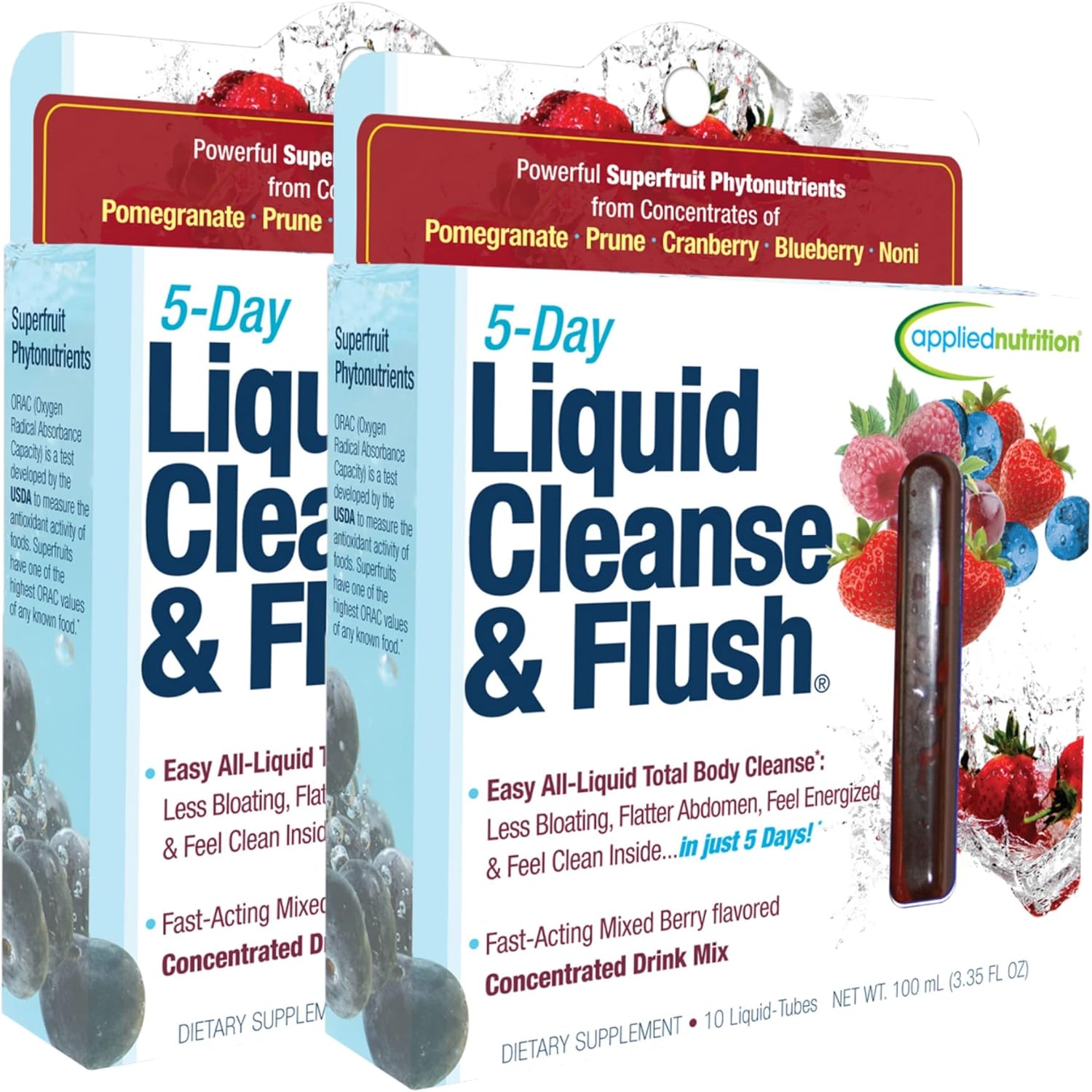 Applied Nutrition 5-Day Liquid Cleanse & Flush - 10 Twist Tubes, 3.3 fl oz Each (Pack of 2)