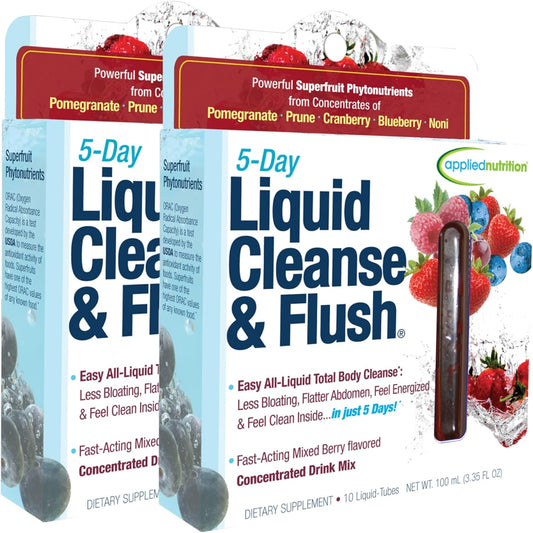 Applied Nutrition 5-Day Liquid Cleanse & Flush - 10 Twist Tubes, 3.3 fl oz Each (Pack of 2)