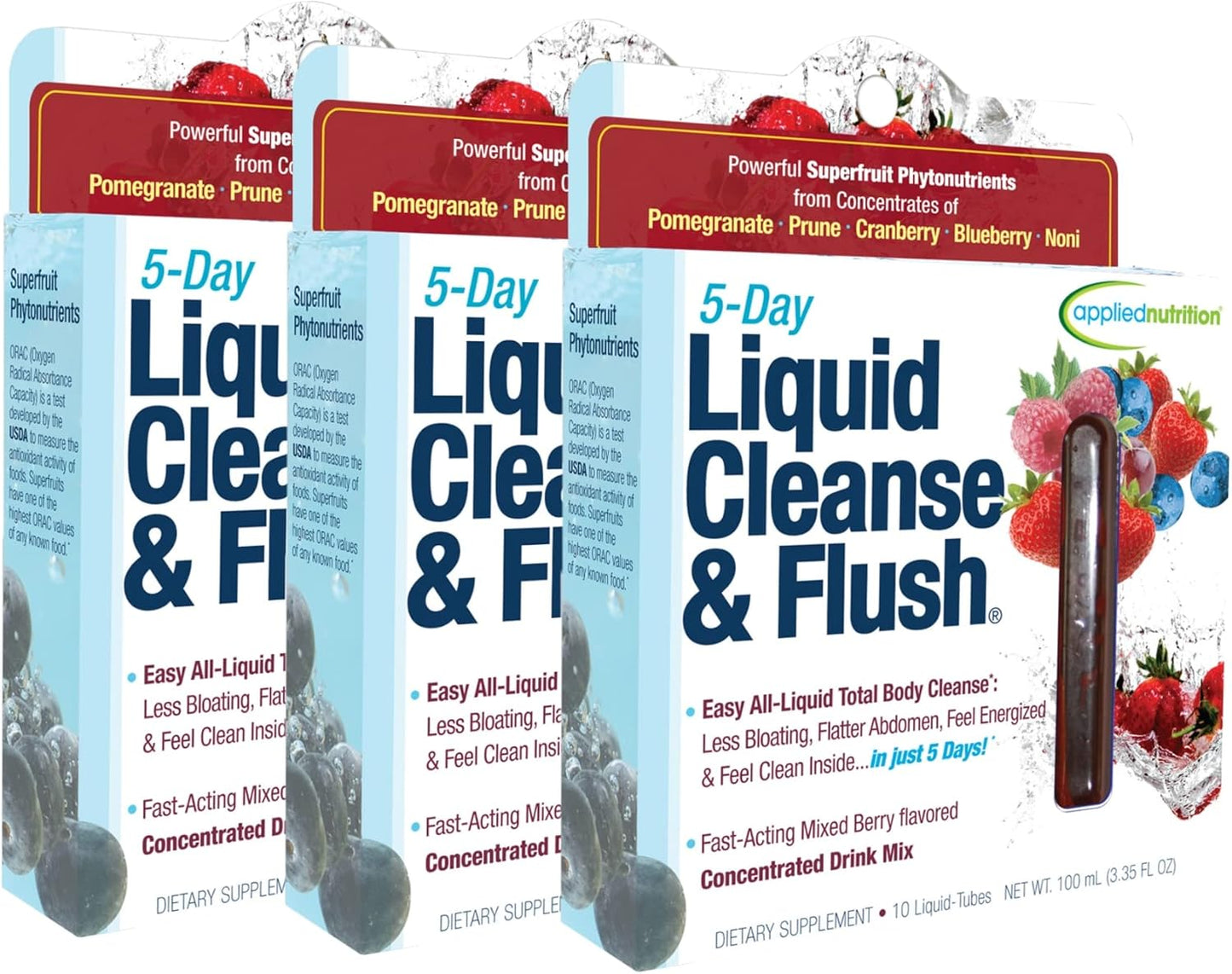Applied Nutrition 5-Day Liquid Cleanse & Flush - 3 Pack for Detox and Weight Loss