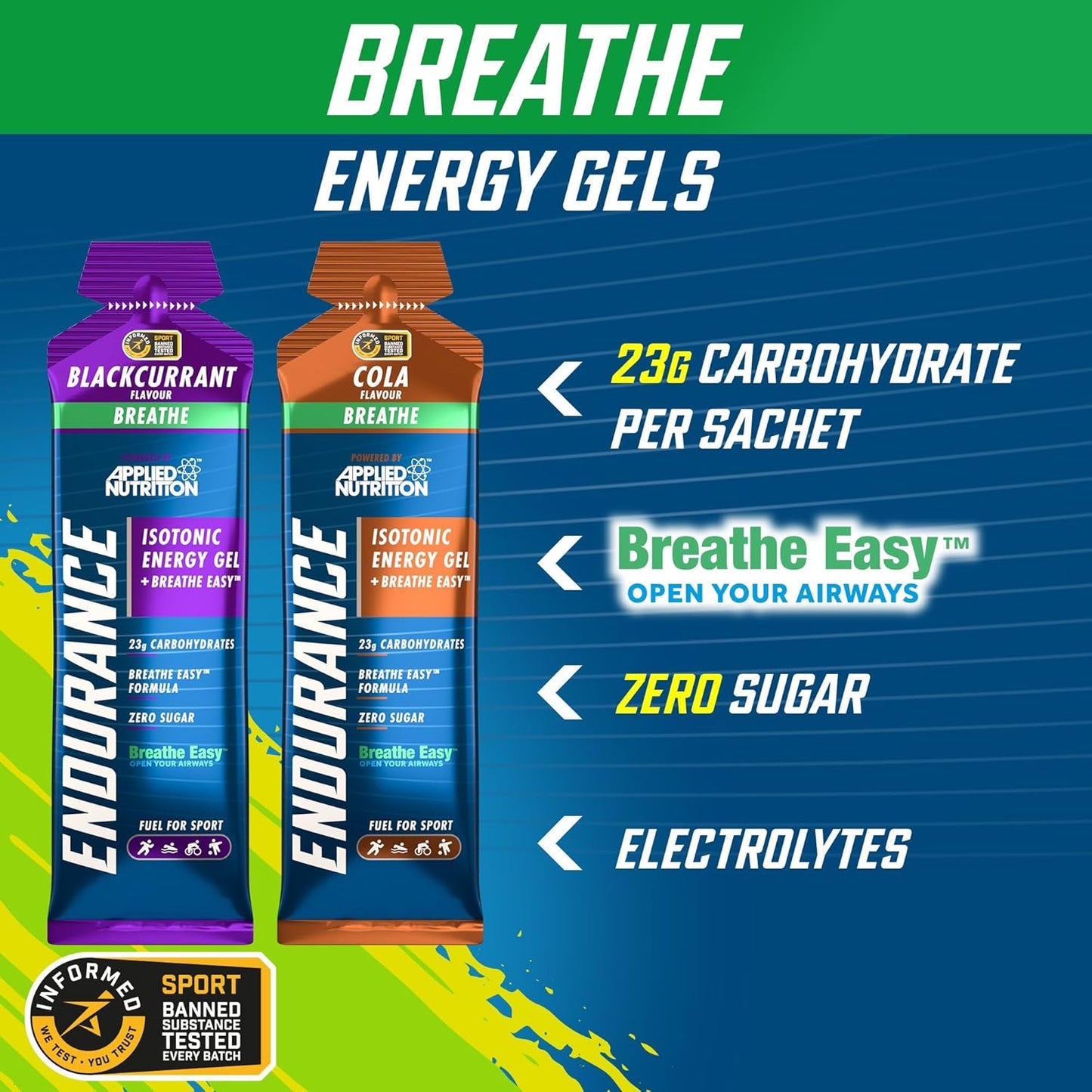 Applied Nutrition Endurance Energy Gel in Cola Flavor - 20 Pack (60g Each)
