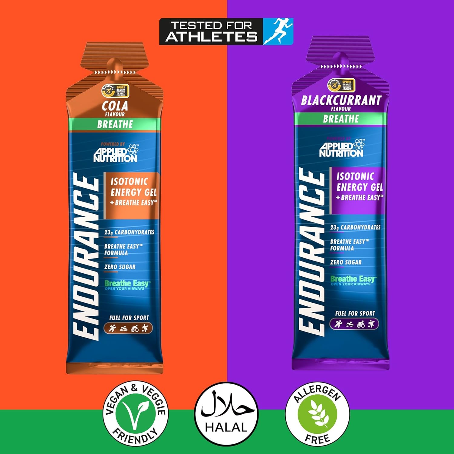 Applied Nutrition Endurance Energy Gel in Cola Flavor - 20 Pack (60g Each)