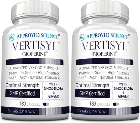 Approved Science VertiSyl Supplement - Ginkgo Biloba, Ginger, Vitamin D3, BioPerine - 180 Capsules Total