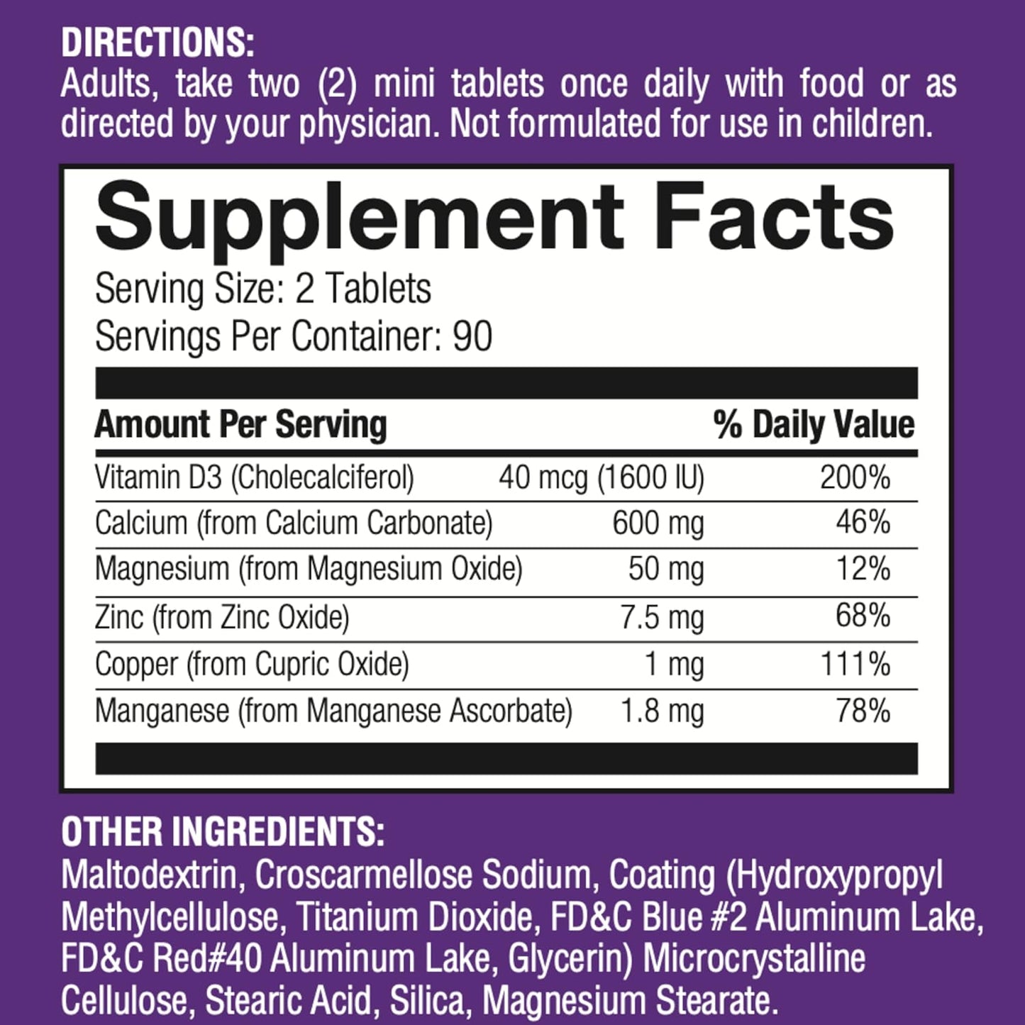 APRAVIO Bone Health Calcium Minis Tablets with Vitamin D3, Magnesium, Zinc, Copper, Manganese - Mineral Supplements for Bone Strength, Collagen, Immune Health - 180 Count