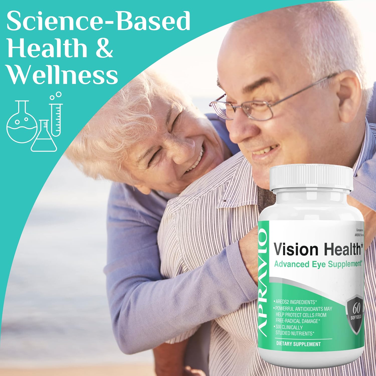 APRAVIO Vision Health Advanced Eye Supplement with AREDS2 Eye Vitamins for Eye Health and Protection - 60 Count