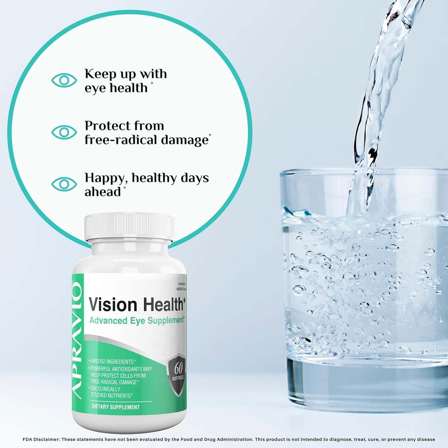 APRAVIO Vision Health Advanced Eye Supplement with AREDS2 Eye Vitamins for Eye Health and Protection - 60 Count