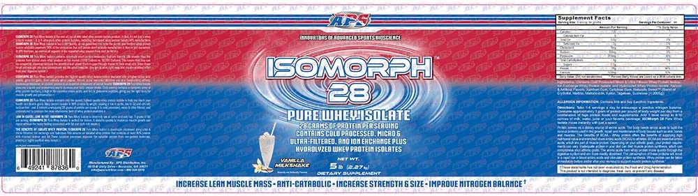 APS Nutrition Isomorph Vanilla Milkshake Protein Powder - 5lb | Whey Protein Isolate Supplement - 28g Protein - Ultra-Filtered - Pack of 1
