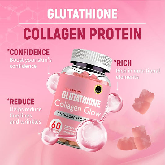AQILUN Glutathione Collagen Glow Gummies - Korean Skin Rejuvenation Supplement (2PCS)